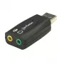 Adaptador de som Manhattan USB-A, USB-A para entrada de microfone e saída de áudio de 3,5 mm, 480 Mbit/s (USB 2.0), suporta som surround 3D e virtual 5.1, Hi-Speed USB, preto, três anos de garantia