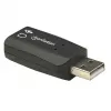 Adaptador de som Manhattan USB-A, USB-A para entrada de microfone e saída de áudio de 3,5 mm, 480 Mbit/s (USB 2.0), suporta som surround 3D e virtual 5.1, Hi-Speed USB, preto, três anos de garantia