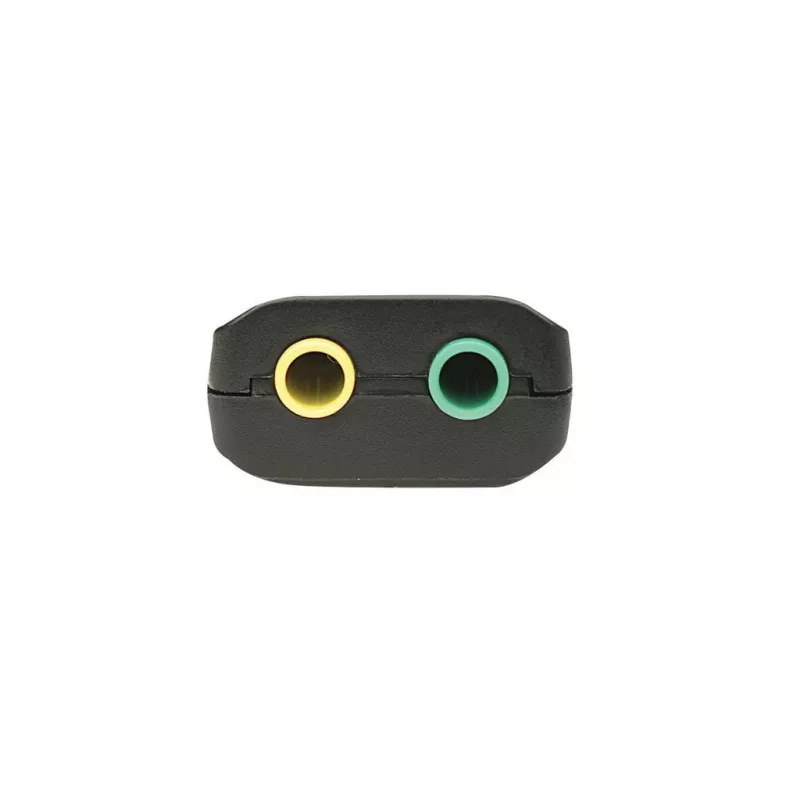 Adaptador de som Manhattan USB-A, USB-A para entrada de microfone e saída de áudio de 3,5 mm, 480 Mbit/s (USB 2.0), suporta som surround 3D e virtual 5.1, Hi-Speed USB, preto, três anos de garantia