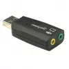 Adaptador de som Manhattan USB-A, USB-A para entrada de microfone e saída de áudio de 3,5 mm, 480 Mbit/s (USB 2.0), suporta som surround 3D e virtual 5.1, Hi-Speed USB, preto, três anos de garantia