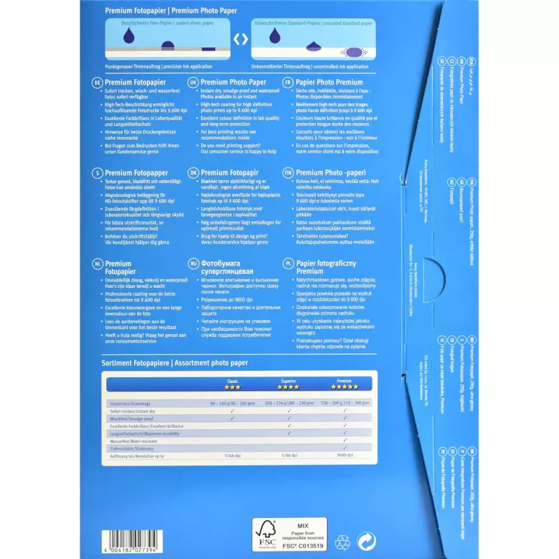 Papel fotográfico Avery Inkjet 2x20 folhas A4 brilhante branco