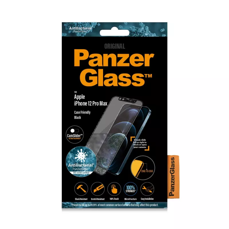 Película de proteção de ecrã PanzerGlass ® CamSlider® iPhone 12 Pro Max | sem moldura