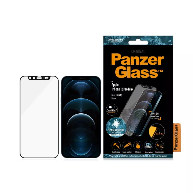 Película de proteção de ecrã PanzerGlass ® CamSlider® iPhone 12 Pro Max | sem moldura