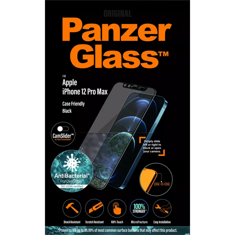 Película de proteção de ecrã PanzerGlass ® CamSlider® iPhone 12 Pro Max | sem moldura
