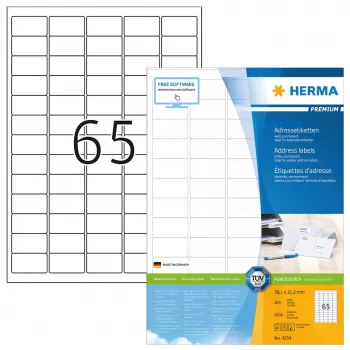 Etiquetas de endereço Premium HERMA A4 38,1x21,2 mm 6500 unid.