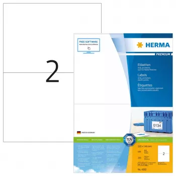Etiquetas autocolantes para impressora HERMA Labels Premium A4 210x148 mm