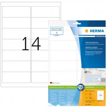 Etiquetas de endereço Premium HERMA A4 99,1x38,1 mm 140 unidades