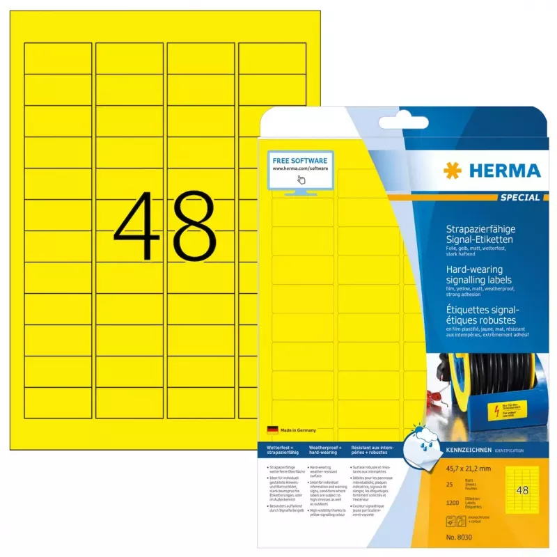 Etiquetas autocolantes para impressora HERMA Etiquetas cores vivas resistentes A4 45,7x21,2 mm