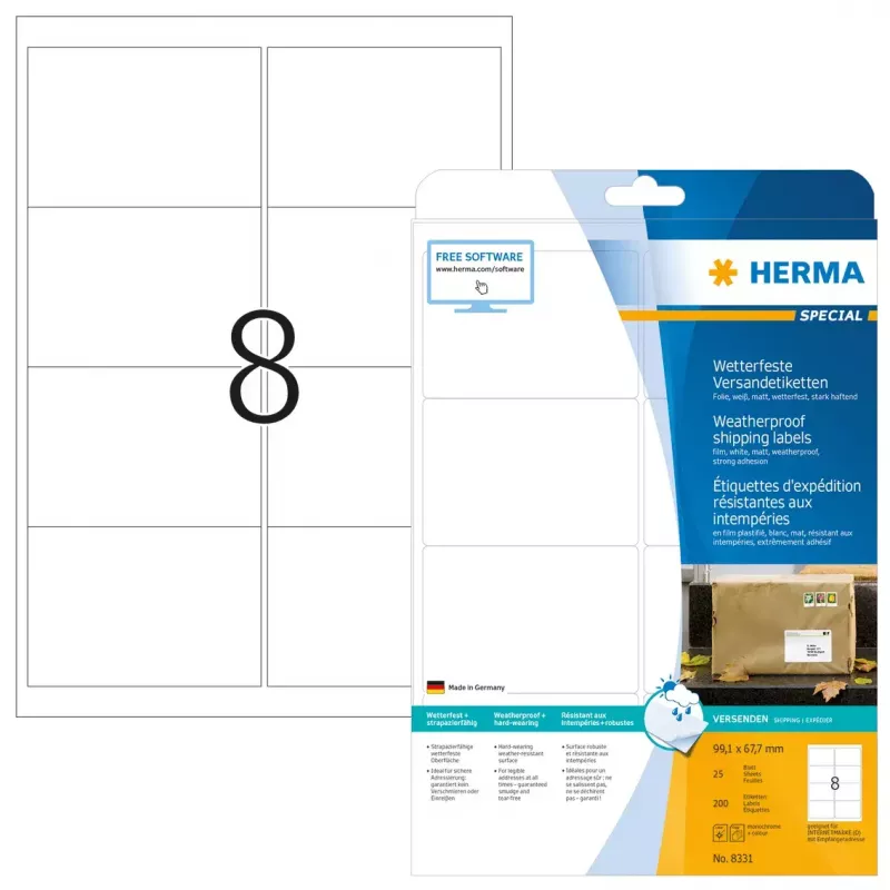 Etiquetas de envio HERMA 8331 A4 99,1x67,7 mm branco 200 unid.