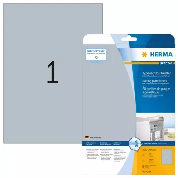 Etiquetas de placa de identificação HERMA 4224 A4 210x297 mm prateado