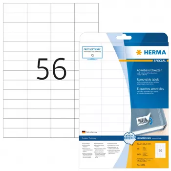 Etiquetas removíveis HERMA A4 52,5x21,2 mm branco 1400 unid.