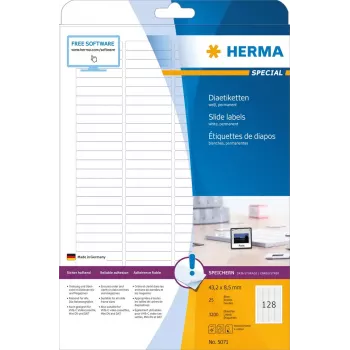 Etiquetas para diapositivos HERMA A4 43,2 x 8,5 mm papel branco mate 3200 unid.