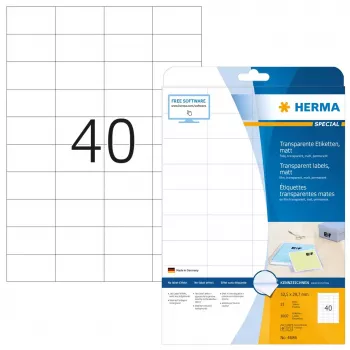 Etiqueta autocolante para impressora HERMA Labels transparente mate A4 52,5x29,7 mm película 1000 unid.