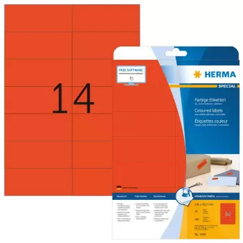 Etiquetas autocolantes para impressora HERMA etiquetas coloridas A4 105x42,3 mm vermelho