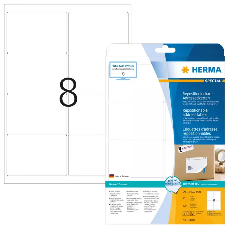 Etiquetas de endereço removíveis HERMA 10018