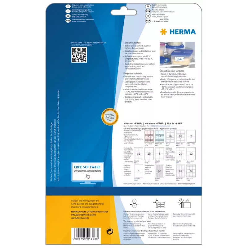 Etiquetas autocolantes para impressora HERMA etiquetas para congelação A4 1625 unid.