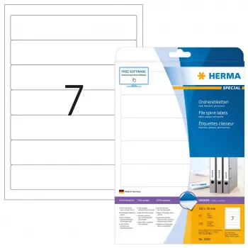 Etiquetas para lombada de dossiês HERMA A4 192x38 mm branco papel mate opaco 175 unid.