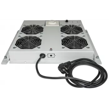 Intellinet unidade de 4 ventoinhas para racks 19 inch, montagem no teto, com termostato, cinzento