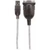 Cabo conversor Manhattan USB-A para serial, 45 cm, macho a macho, serial/RS232/COM/DB9, chip FTDI FT232RL, compatível com Windows 11 (e sistemas operativos anteriores), cabo preto/prateado, três anos de garantia, equivalente ao ICUSB2321F.