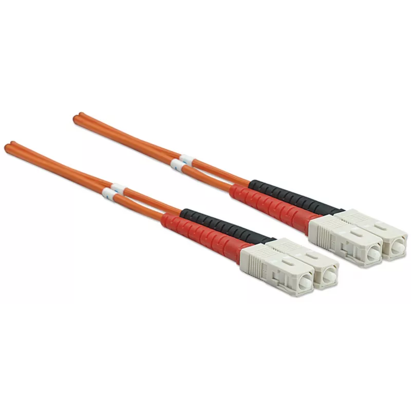 Cabo de patch de fibra ótica Intellinet, OM2, SC/SC, 2 m, laranja, duplex, multimodo, 50/125 µm, LSZH, fibra ótica, garantia vitalícia
