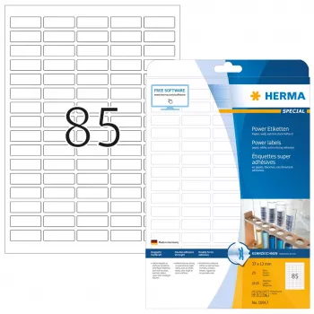 Etiquetas autocolantes para impressora HERMA A4 37x13 mm branco aderência extra forte 2125 unid.