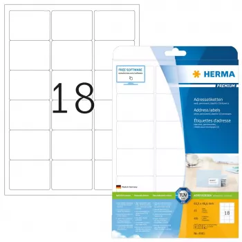 Etiquetas de endereço Premium HERMA A4 63,5x46,6 mm 450 unid.