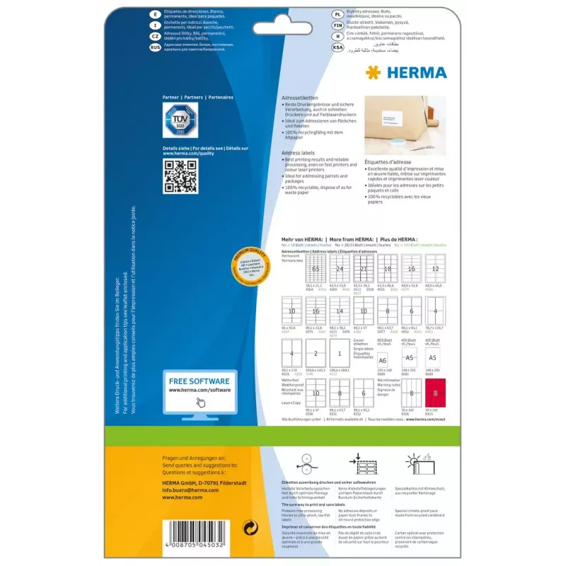 Etiquetas de endereço Premium HERMA 4503 A4 99,1x139 mm 100 unid.