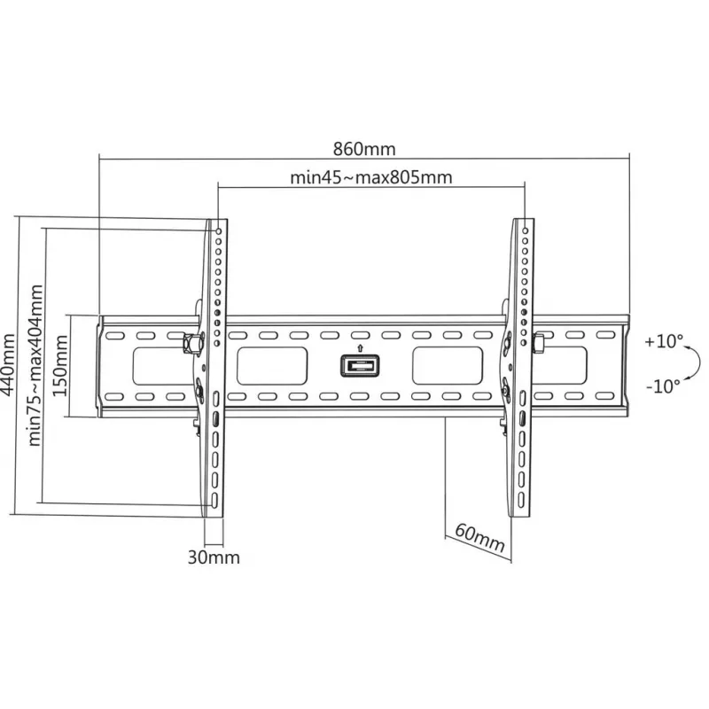 Suporte de parede Manhattan para TV e monitores (inclinável), para ecrãs de 37