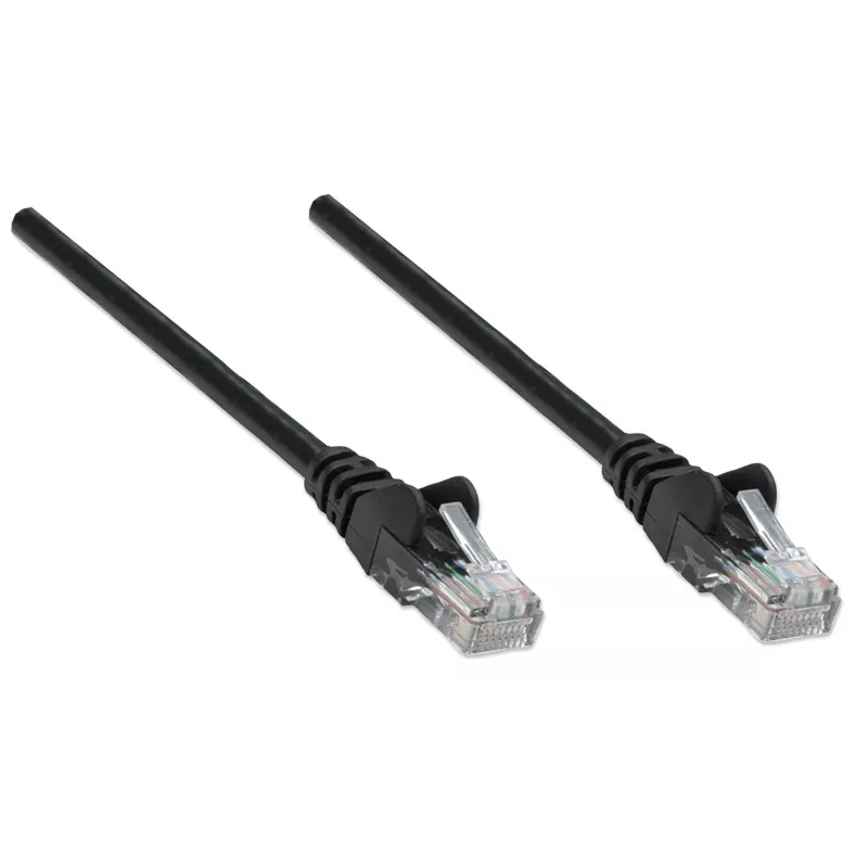 Cabo de rede patch Intellinet, Cat6, 15 m, preto, CCA, U/UTP, PVC, RJ45, contactos banhados a ouro, snagless, com alívio de tensão, garantia vitalícia