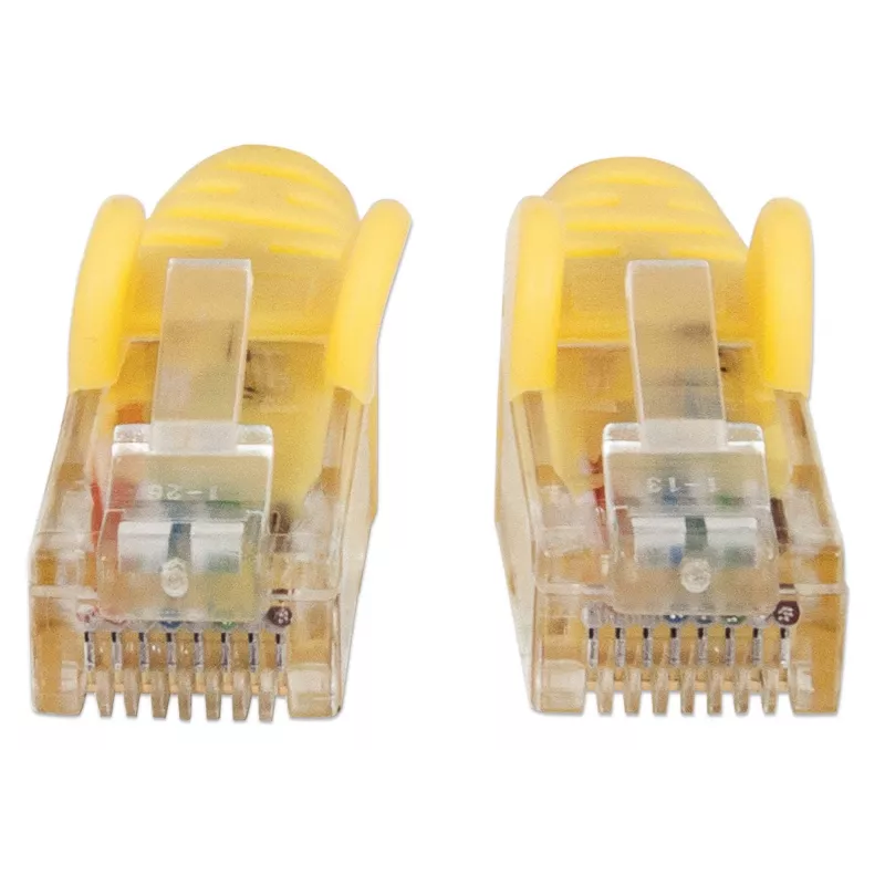 Cabo de rede patch Intellinet, Cat6, 3 m, amarelo, CCA, U/UTP, PVC, RJ45, contactos banhados a ouro, proteção anti-dobra sem patilha, com bainha, garantia vitalícia