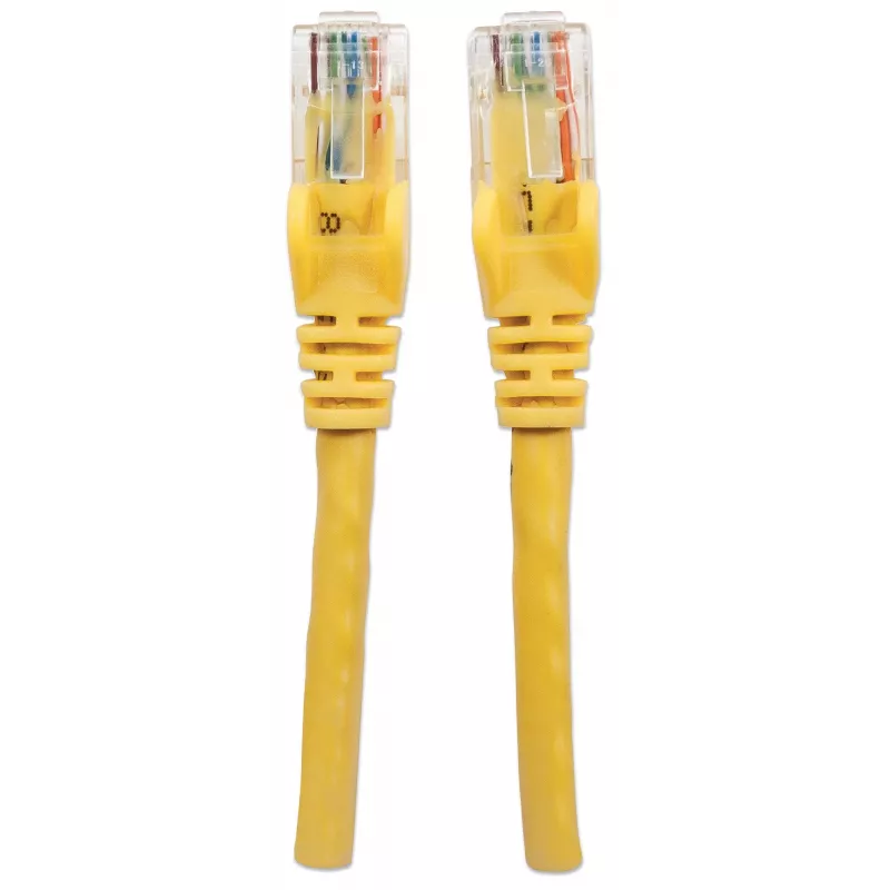 Cabo de rede patch Intellinet, Cat6, 3 m, amarelo, CCA, U/UTP, PVC, RJ45, contactos banhados a ouro, proteção anti-dobra sem patilha, com bainha, garantia vitalícia