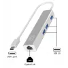 Adaptador de rede LevelOne Gigabit USB-C com hub USB, com fios, USB Type-C, Ethernet, 1000 Mbit/s, prateado