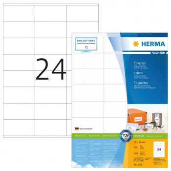 Etiquetas de impressora autoadesivas HERMA Labels Premium A4 70x36 mm