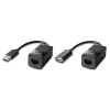 Extensor Lindy 60m USB 1.1 Cat.6 Basic, transmissor e recetor de rede, 60 m, 12 Mbit/s, Cat5e, Cat6, preto, plástico