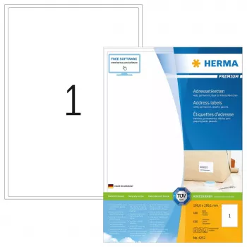 Etiquetas de endereço Premium HERMA A4 199,6 x 289,1 mm branco papel mate 100 unid.