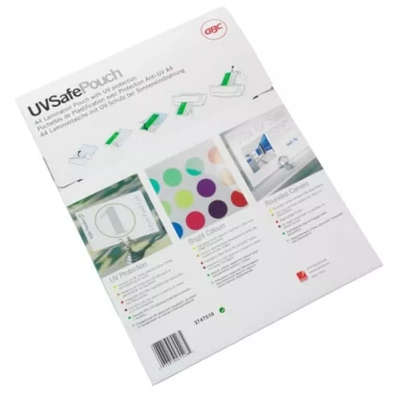 Bolsa de plastificação GBC A4 resistente a UV 150 mícron, brilhante, A4, 100 unid.