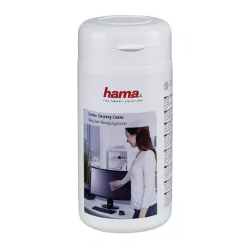Toalhetes de limpeza de ecrã Hama, 100 unid., em balde dispensador