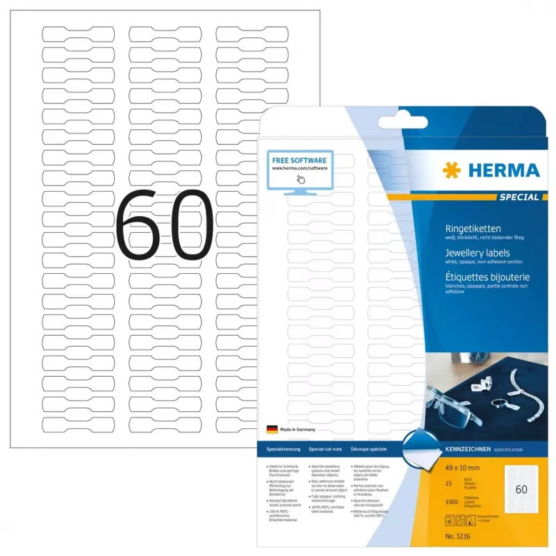 Etiqueta autocolante para impressora HERMA 5116 A4 49x10 mm 1500 unid.