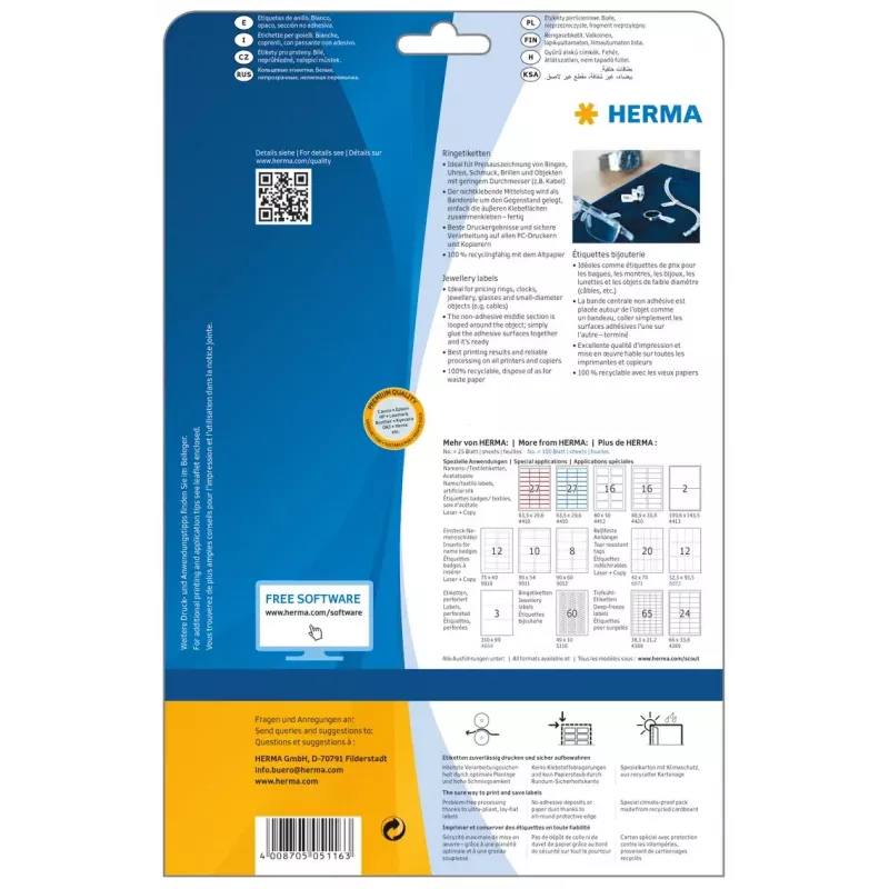 Etiqueta autocolante para impressora HERMA 5116 A4 49x10 mm 1500 unid.