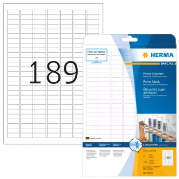 Etiquetas autocolantes para impressora HERMA Labels A4 25,4x10 mm branco aderência extraforte papel mate 4725 unid.