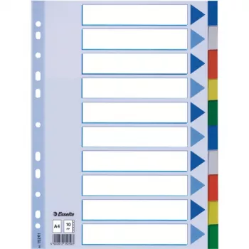 Separador Esselte PP A4 Índice em branco Multicolorido 225x297mm