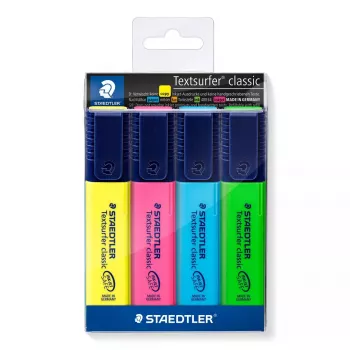 Marcador Staedtler Textsurfer classic 364 ponta biselada azul verde rosa amarelo