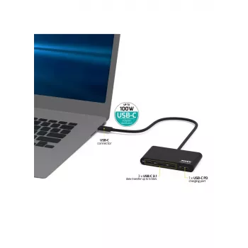Hub USB Port Designs 900147 USB Type-C 5000 Mbit/s preto