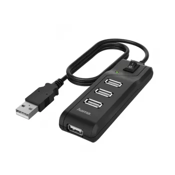 Hama 00200118 Hub de interfaces USB 2.0 480 Mbit/s preto