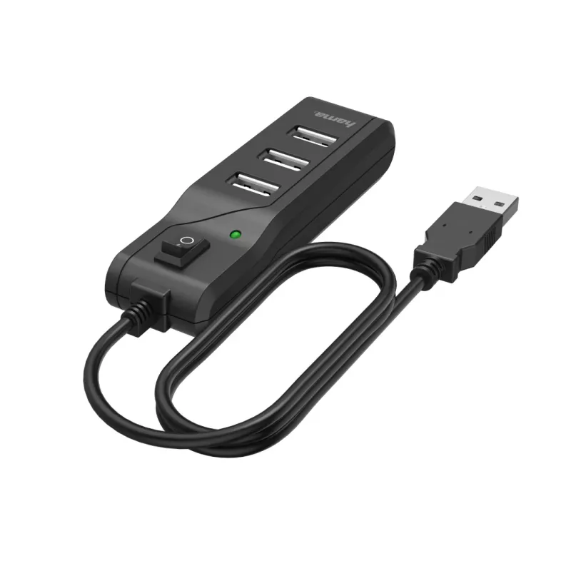 Hama 00200118 Hub de interfaces USB 2.0 480 Mbit/s preto