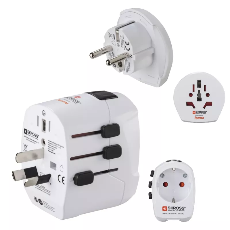 Fonte de alimentação USB Hama World Travel Pro Light universal branca