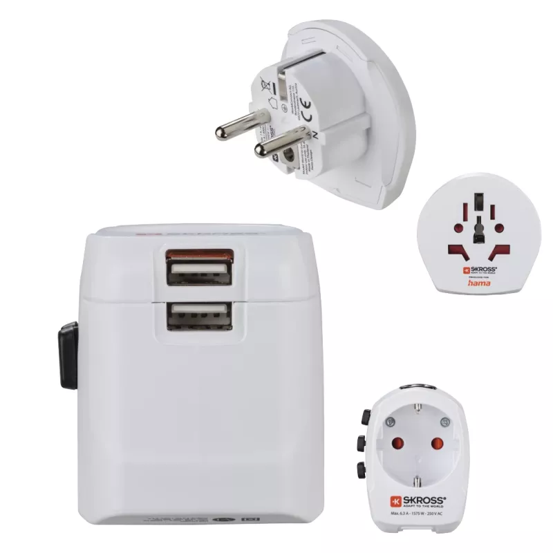 Fonte de alimentação USB Hama World Travel Pro Light universal branca