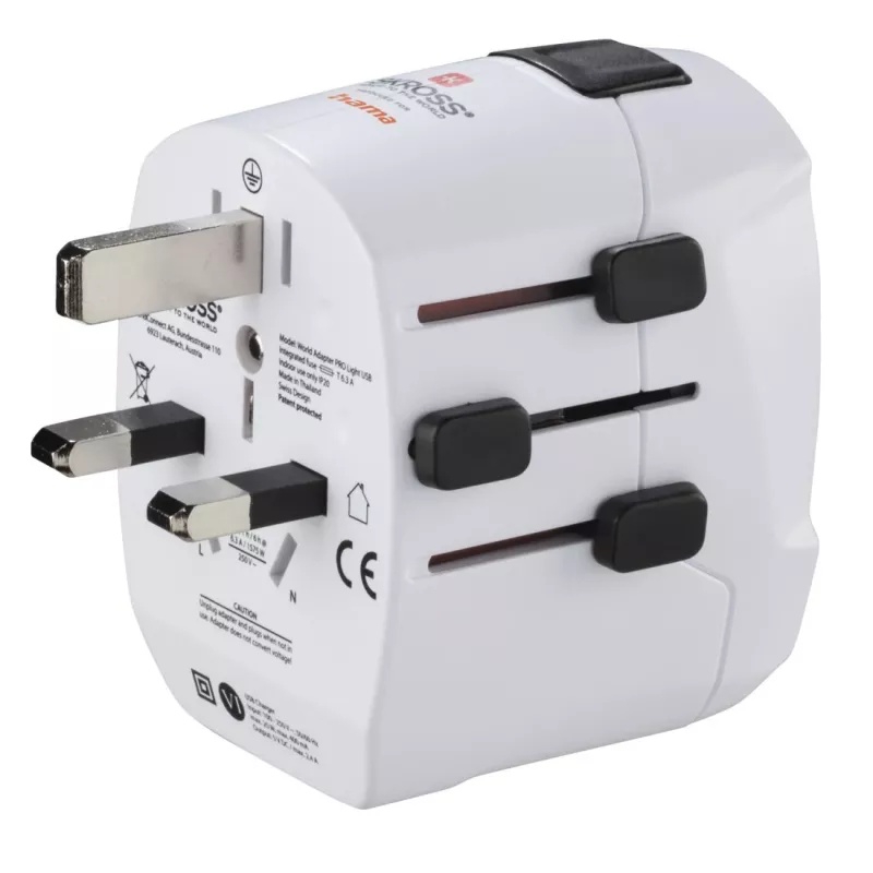 Fonte de alimentação USB Hama World Travel Pro Light universal branca