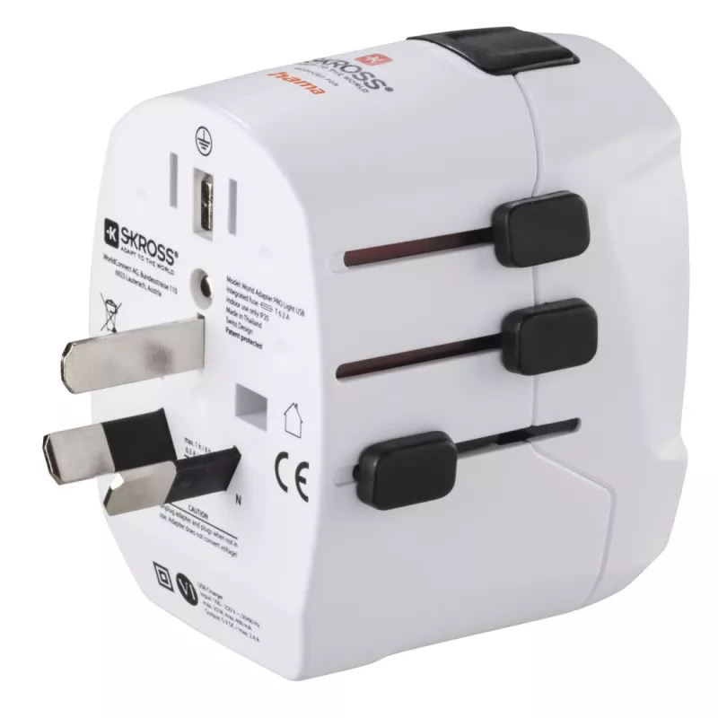 Fonte de alimentação USB Hama World Travel Pro Light universal branca