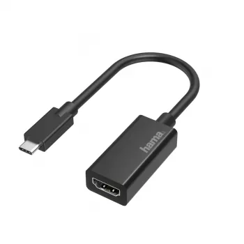Adaptador de cabo de vídeo Hama 00200315 USB Type-C HDMI preto